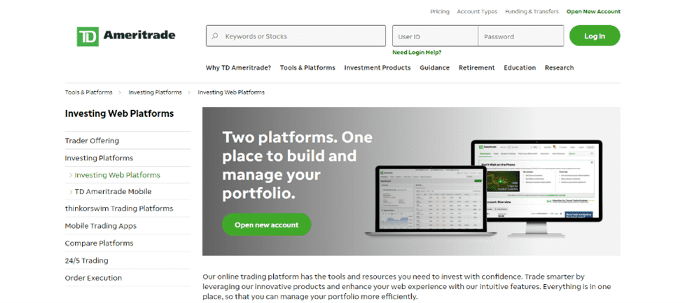 Portal de trading competitivo de TD Ameritrade